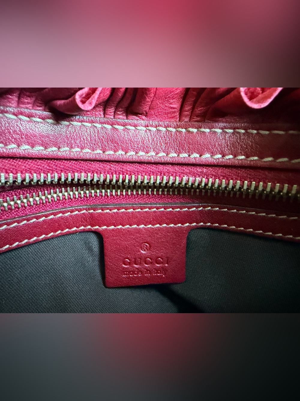 Gucci Sabrina Ruffle Leather Shoulder Bag - Picture 10 of 12